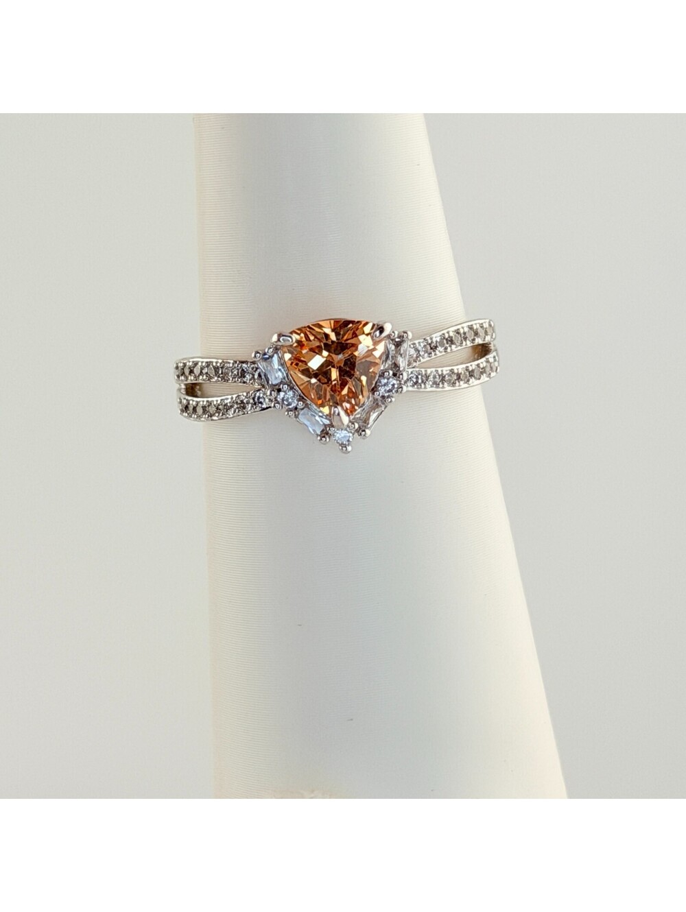 Bomb Party RBP5533 Ring Sz 11 "Queen of Elegance" Smokey Topaz on Rhodium RETRO